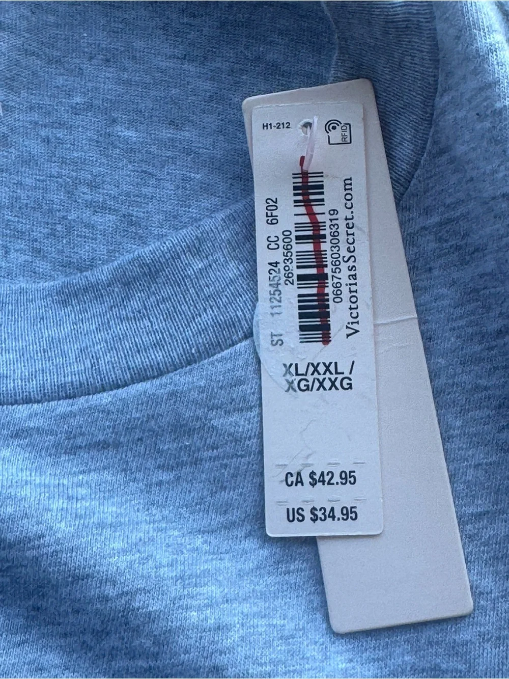 Victoria’s Secret Rhinestone Logo Long Sleeve Sleep Shirt XL XXL Grey NWT